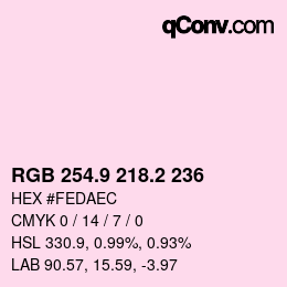 カラーコード: RGB 254.9 218.2 236 | qconv.com