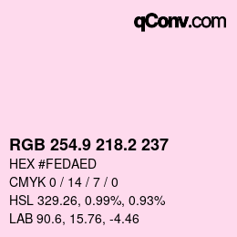 カラーコード: RGB 254.9 218.2 237 | qconv.com