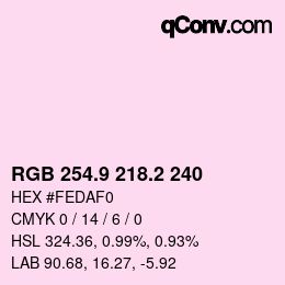 Color code: RGB 254.9 218.2 240 | qconv.com