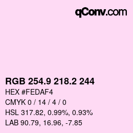 Color code: RGB 254.9 218.2 244 | qconv.com