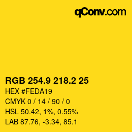 カラーコード: RGB 254.9 218.2 25 | qconv.com