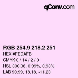 カラーコード: RGB 254.9 218.2 251 | qconv.com
