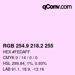 Color code: RGB 254.9 218.2 255 | qconv.com