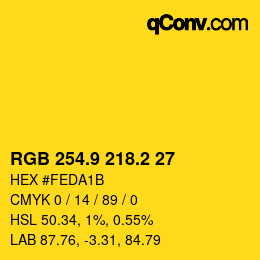 カラーコード: RGB 254.9 218.2 27 | qconv.com