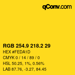 カラーコード: RGB 254.9 218.2 29 | qconv.com