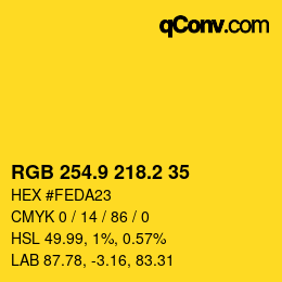 カラーコード: RGB 254.9 218.2 35 | qconv.com