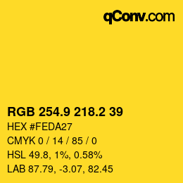 カラーコード: RGB 254.9 218.2 39 | qconv.com