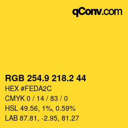 カラーコード: RGB 254.9 218.2 44 | qconv.com