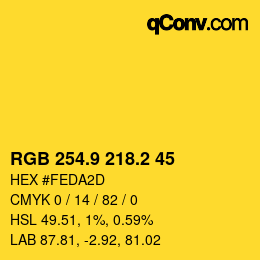 カラーコード: RGB 254.9 218.2 45 | qconv.com