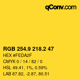 カラーコード: RGB 254.9 218.2 47 | qconv.com