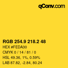 カラーコード: RGB 254.9 218.2 48 | qconv.com