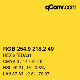 カラーコード: RGB 254.9 218.2 49 | qconv.com