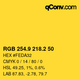 カラーコード: RGB 254.9 218.2 50 | qconv.com