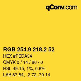カラーコード: RGB 254.9 218.2 52 | qconv.com