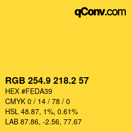 カラーコード: RGB 254.9 218.2 57 | qconv.com