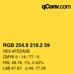 カラーコード: RGB 254.9 218.2 59 | qconv.com