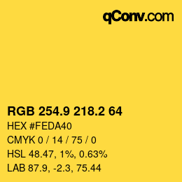 カラーコード: RGB 254.9 218.2 64 | qconv.com