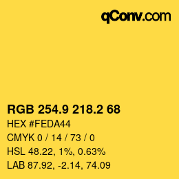 カラーコード: RGB 254.9 218.2 68 | qconv.com