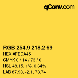 カラーコード: RGB 254.9 218.2 69 | qconv.com