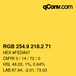 カラーコード: RGB 254.9 218.2 71 | qconv.com