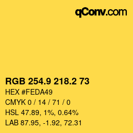 カラーコード: RGB 254.9 218.2 73 | qconv.com