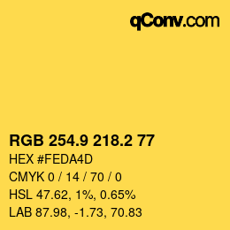 カラーコード: RGB 254.9 218.2 77 | qconv.com