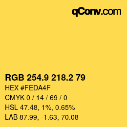 カラーコード: RGB 254.9 218.2 79 | qconv.com
