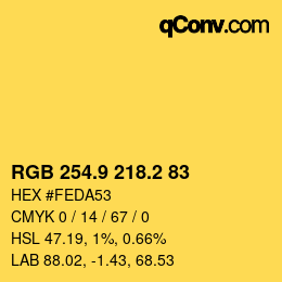 カラーコード: RGB 254.9 218.2 83 | qconv.com