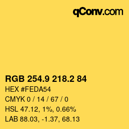カラーコード: RGB 254.9 218.2 84 | qconv.com