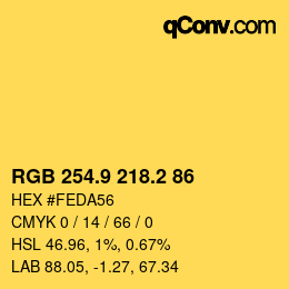 カラーコード: RGB 254.9 218.2 86 | qconv.com