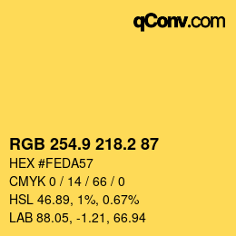 カラーコード: RGB 254.9 218.2 87 | qconv.com