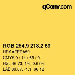カラーコード: RGB 254.9 218.2 89 | qconv.com