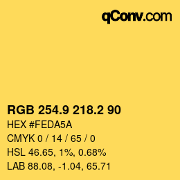 カラーコード: RGB 254.9 218.2 90 | qconv.com