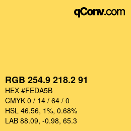 カラーコード: RGB 254.9 218.2 91 | qconv.com