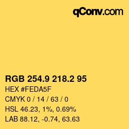 カラーコード: RGB 254.9 218.2 95 | qconv.com