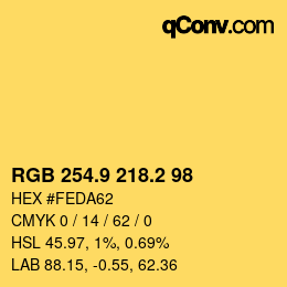 カラーコード: RGB 254.9 218.2 98 | qconv.com
