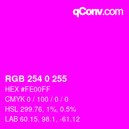 Color code: RGB 254 0 255 | qconv.com