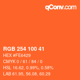 Color code: RGB 254 100 41 | qconv.com