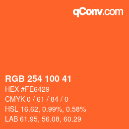 Color code: RGB 254 100 41 | qconv.com