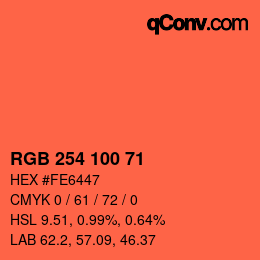 Color code: RGB 254 100 71 | qconv.com