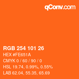 Color code: RGB 254 101 26 | qconv.com