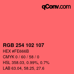 Color code: RGB 254 102 107 | qconv.com