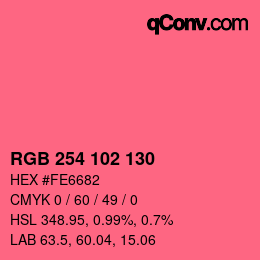Color code: RGB 254 102 130 | qconv.com