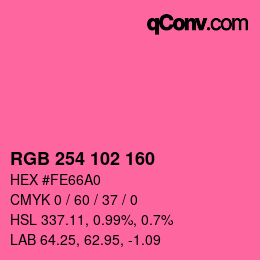 Color code: RGB 254 102 160 | qconv.com