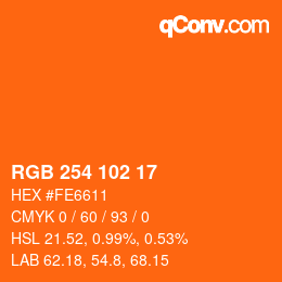 Color code: RGB 254 102 17 | qconv.com