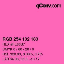 Color code: RGB 254 102 183 | qconv.com