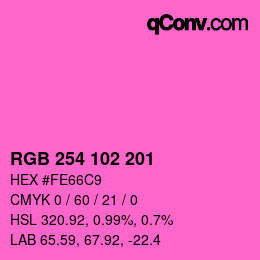 Color code: RGB 254 102 201 | qconv.com