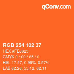 Color code: RGB 254 102 37 | qconv.com