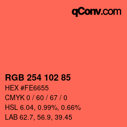 Color code: RGB 254 102 85 | qconv.com