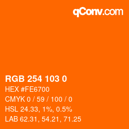 Código de color: RGB 254 103 0 | qconv.com